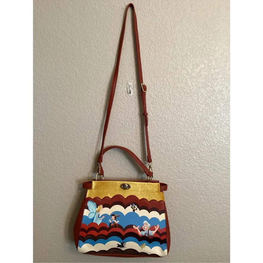 NWOT Danielle Nicole Disney Pinocchio Scalloped Vintage Handbag BoxLunch - Picture 2 of 7